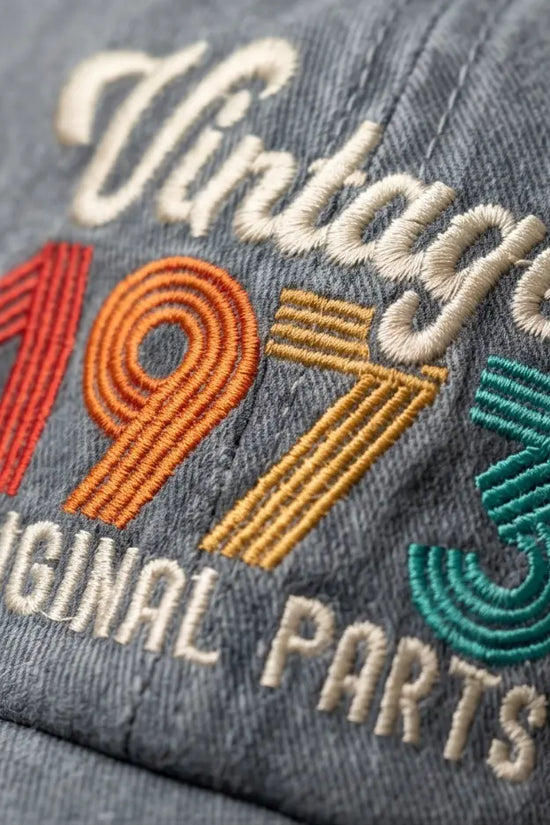 Vintage 1973 Original Parts Embroidered Cap — Washed Denim