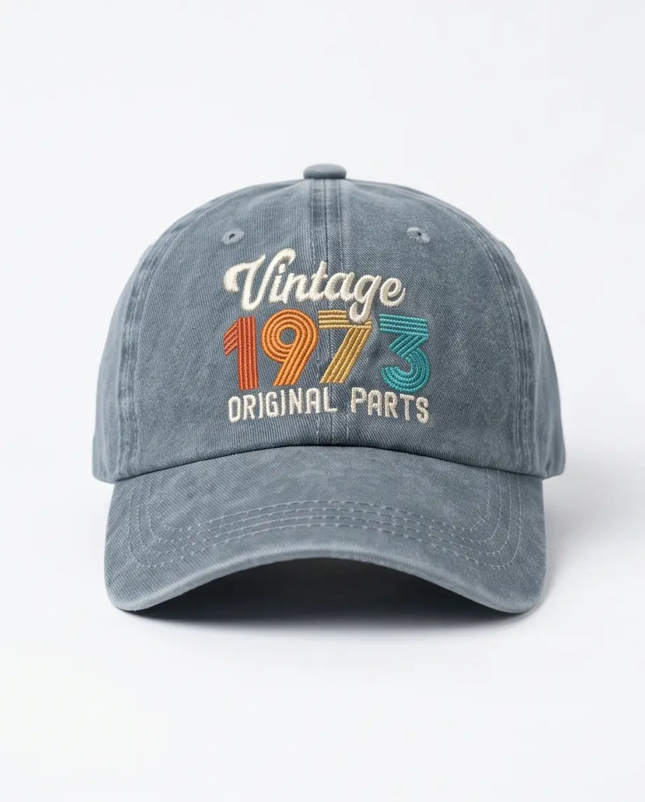 Vintage 1973 Original Parts Embroidered Cap — Washed Denim