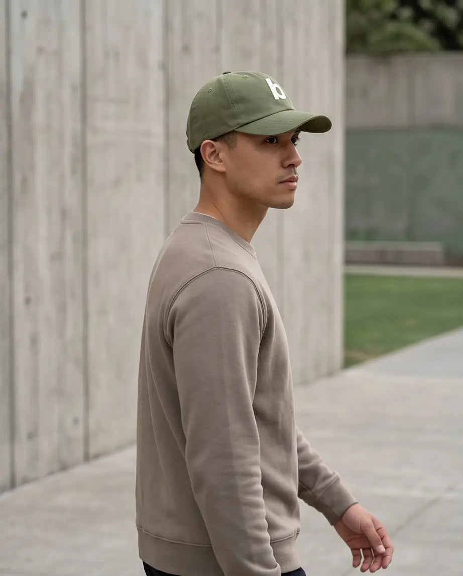 "b" Logo Dad Cap — Olive Green