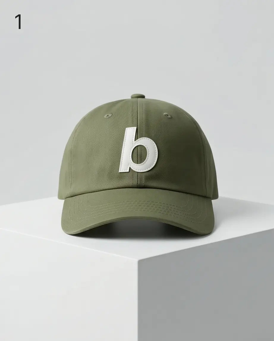 "b" Logo Dad Cap — Olive Green