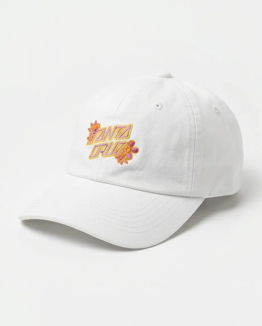 Santa Cruz Floral Script Logo Dad Cap — White