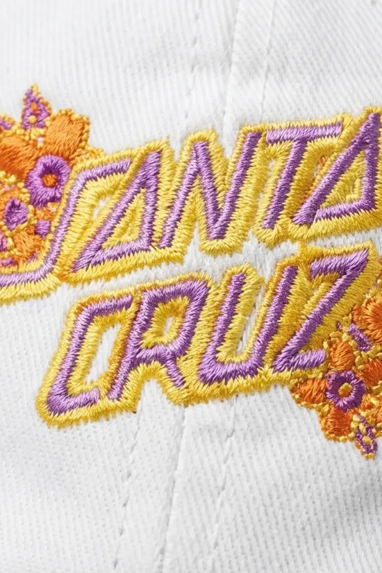 Santa Cruz Floral Script Logo Dad Cap — White
