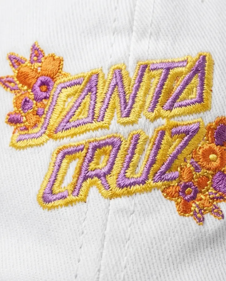 Santa Cruz Floral Script Logo Dad Cap — White