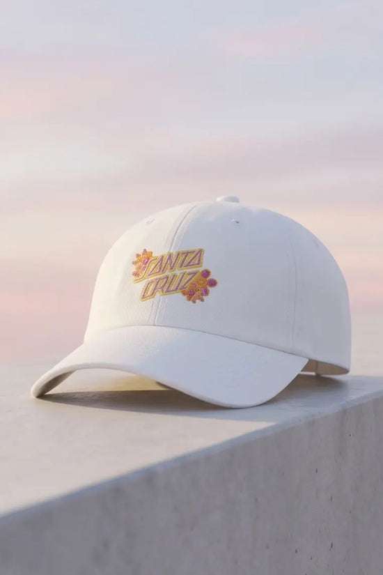Santa Cruz Floral Script Logo Dad Cap — White