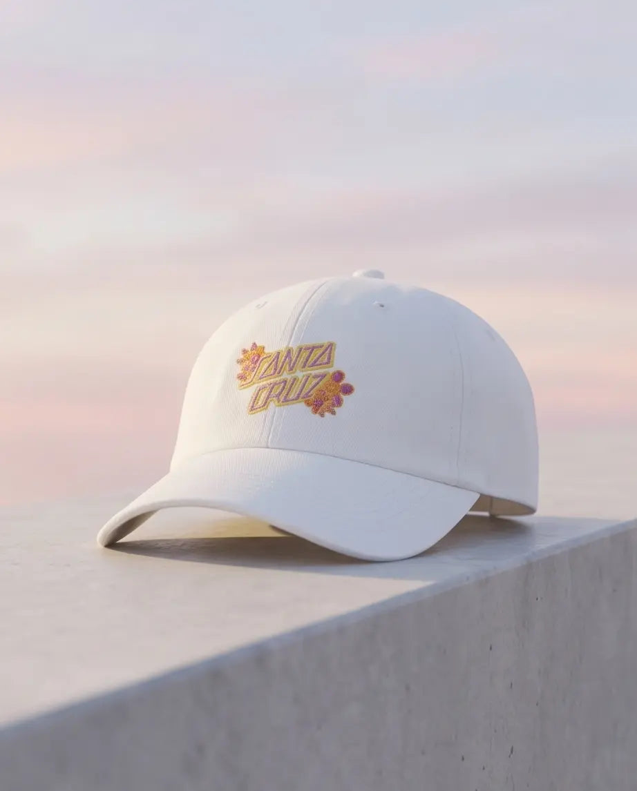 Santa Cruz Floral Script Logo Dad Cap — White