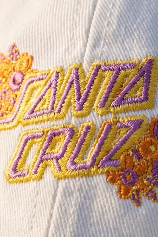 Santa Cruz Floral Script Logo Dad Cap — White