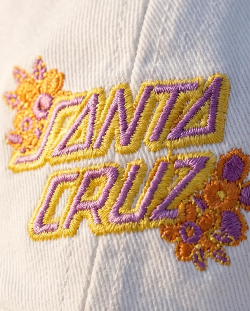 Santa Cruz Floral Script Logo Dad Cap — White