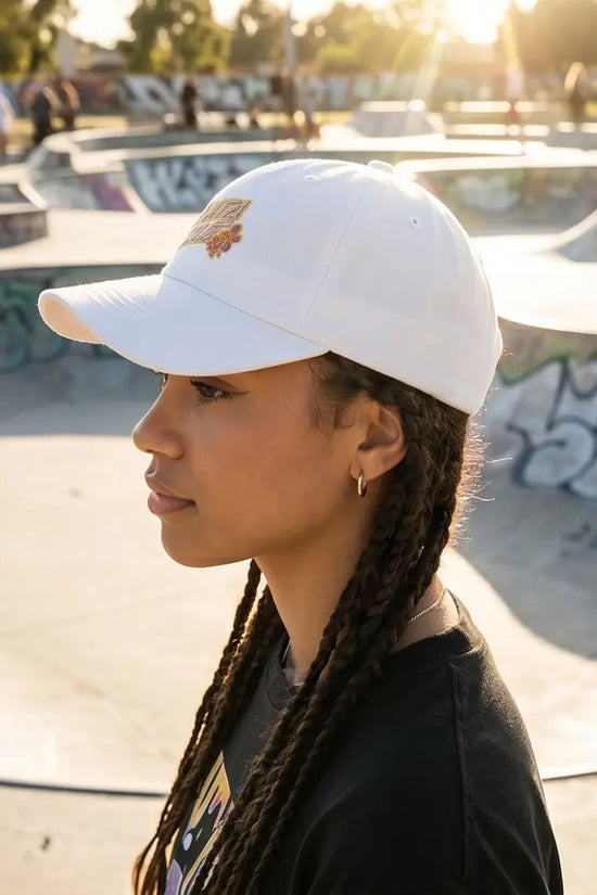 Santa Cruz Floral Script Logo Dad Cap — White
