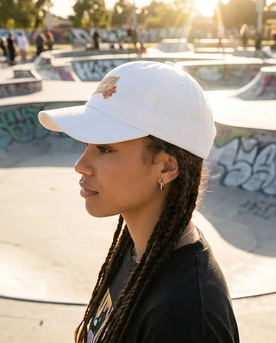Santa Cruz Floral Script Logo Dad Cap — White