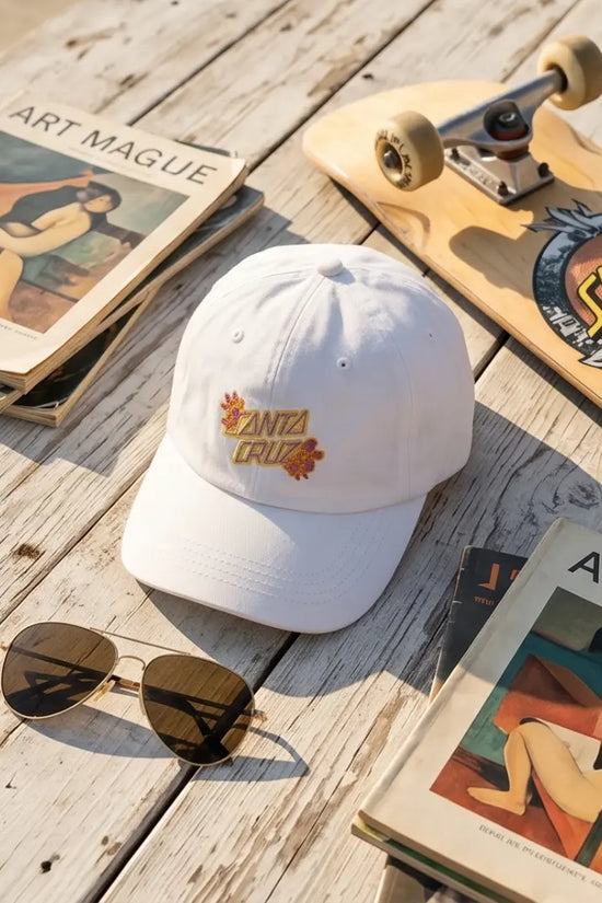 Santa Cruz Floral Script Logo Dad Cap — White