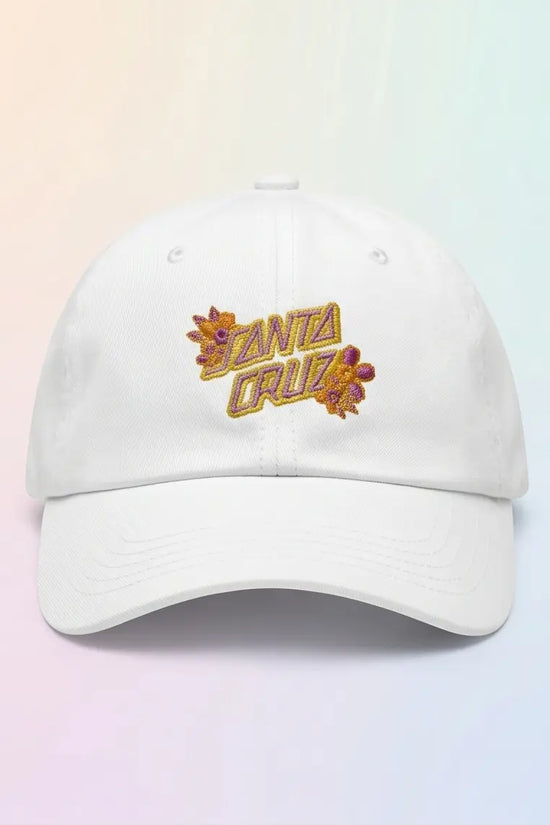 Santa Cruz Floral Script Logo Dad Cap — White