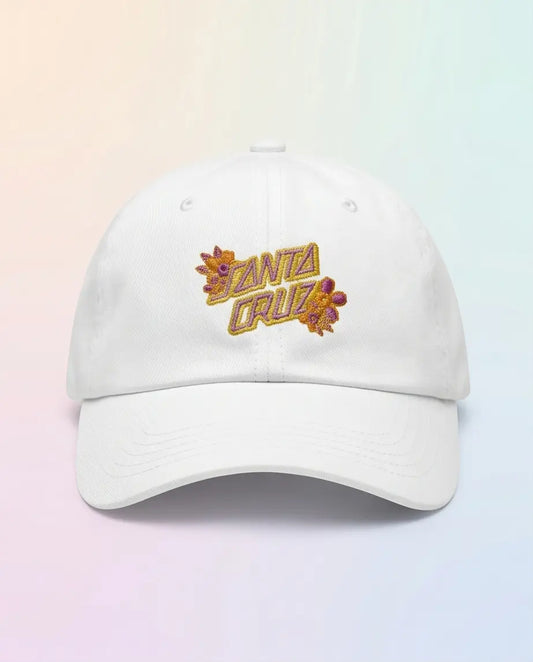 Santa Cruz Floral Script Logo Dad Cap — White