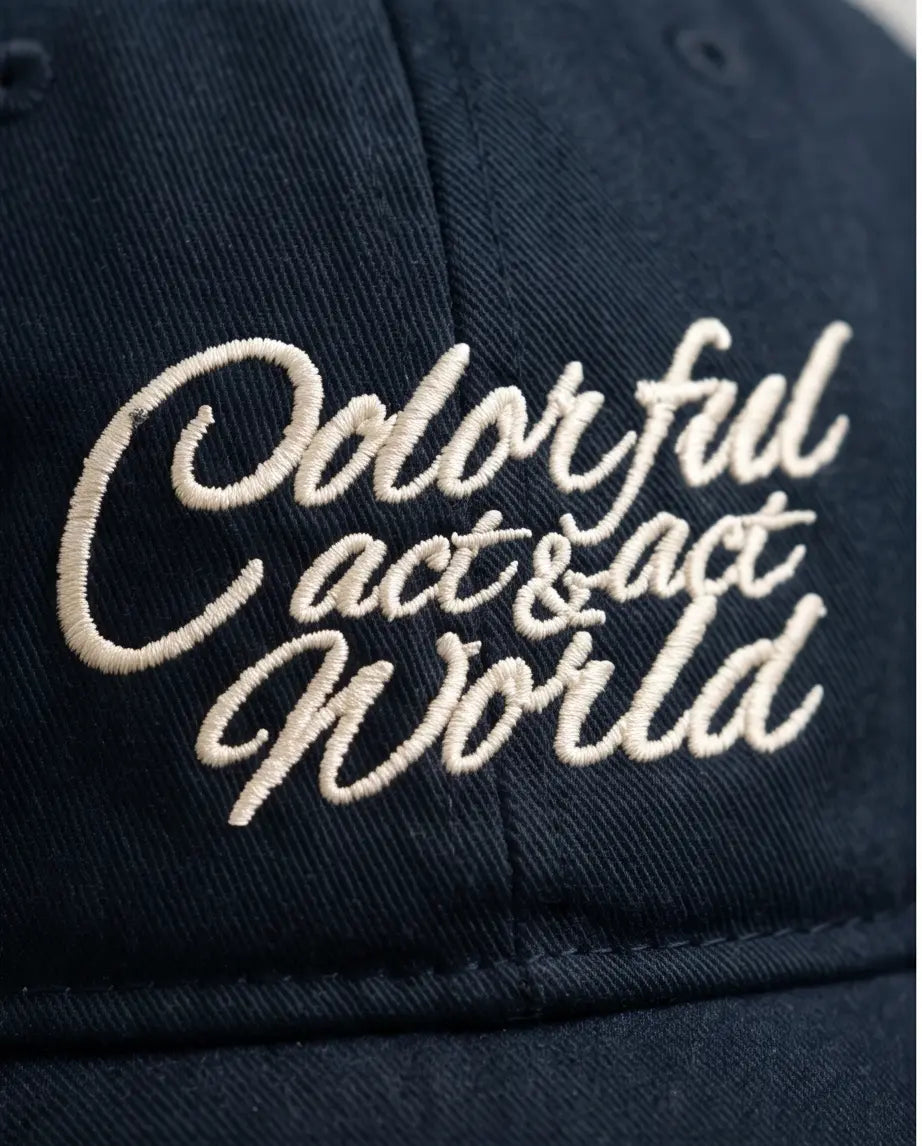 "Colorful Got Save World" Script Dad Cap — Navy
