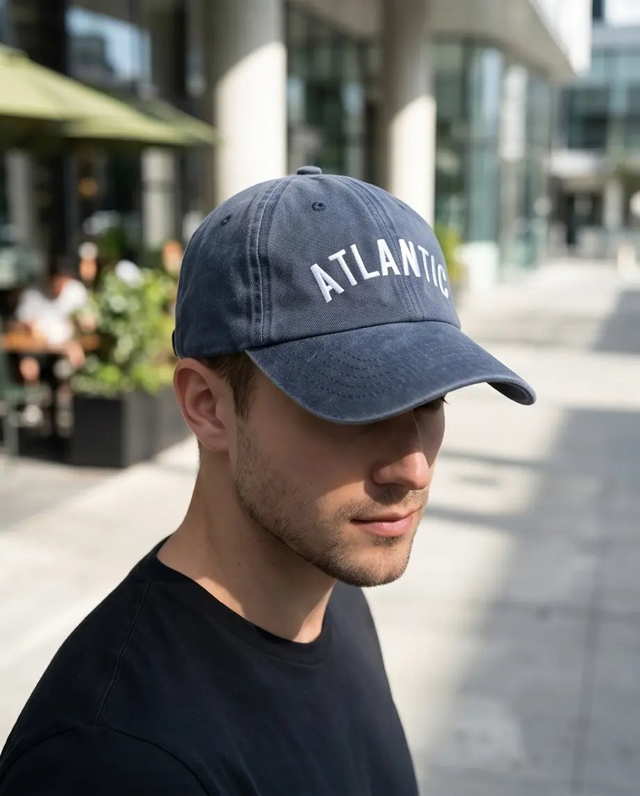 Atlantic Arch Logo Dad Cap — Washed Navy
