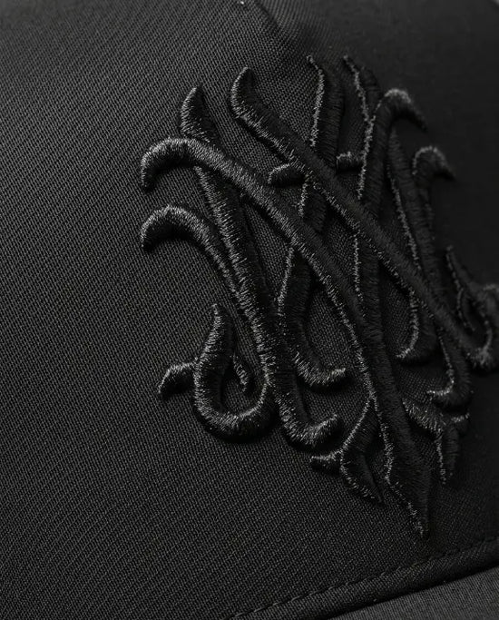 Gothic Wolf Embroidered Trucker Cap — All Black