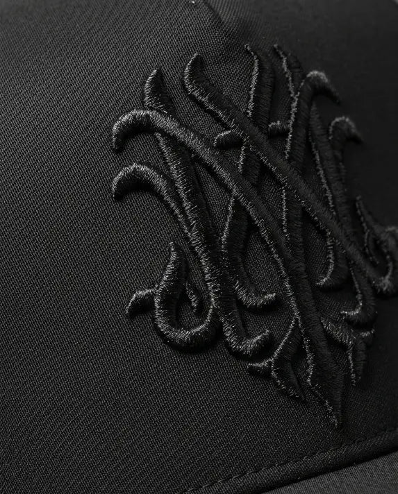Gothic Wolf Embroidered Trucker Cap — All Black