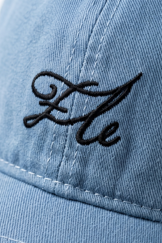 "Ele" Script Dad Cap — Washed Light Blue