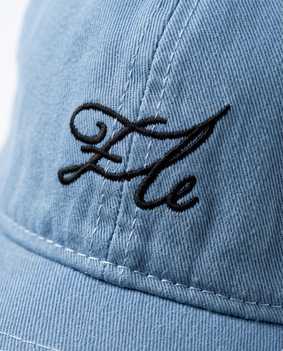 "Ele" Script Dad Cap — Washed Light Blue