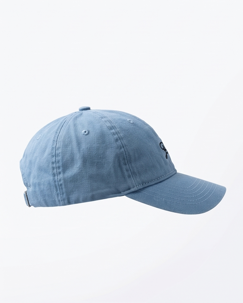 "Ele" Script Dad Cap — Washed Light Blue