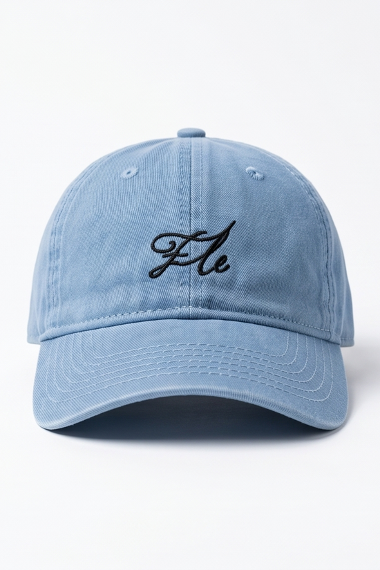 "Ele" Script Dad Cap — Washed Light Blue