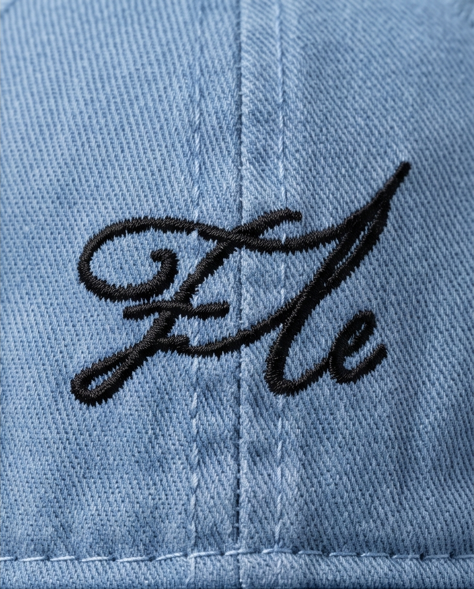 "Ele" Script Dad Cap — Washed Light Blue