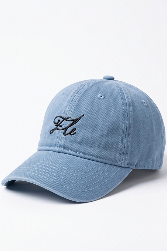 "Ele" Script Dad Cap — Washed Light Blue