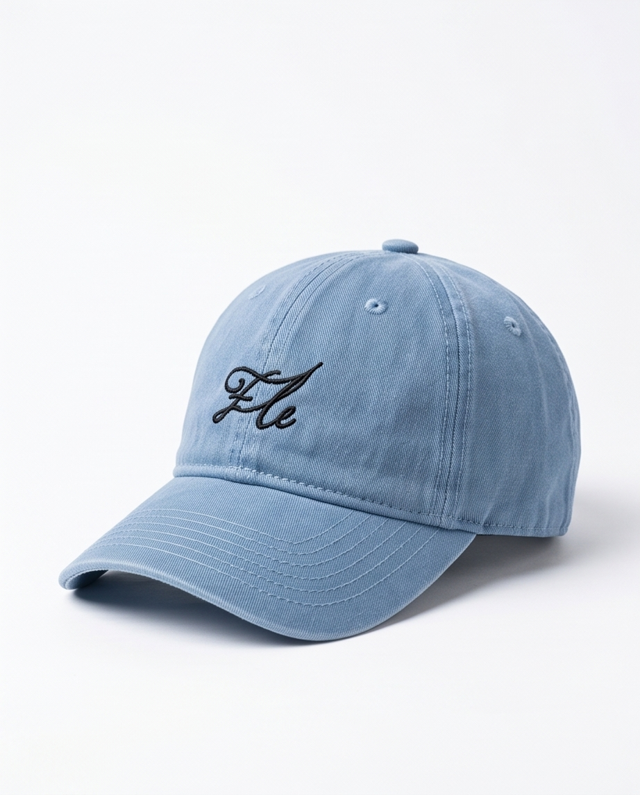 "Ele" Script Dad Cap — Washed Light Blue