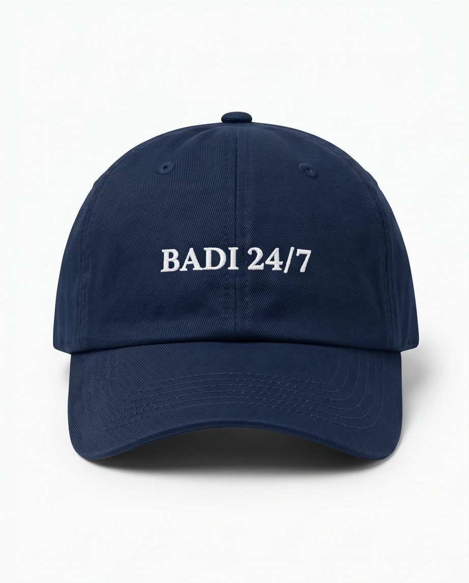 "BADI 24/7" Dad Cap — Navy Blue