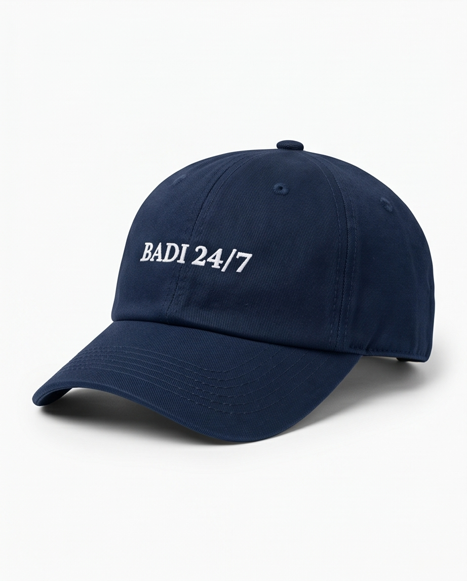 "BADI 24/7" Dad Cap — Navy Blue