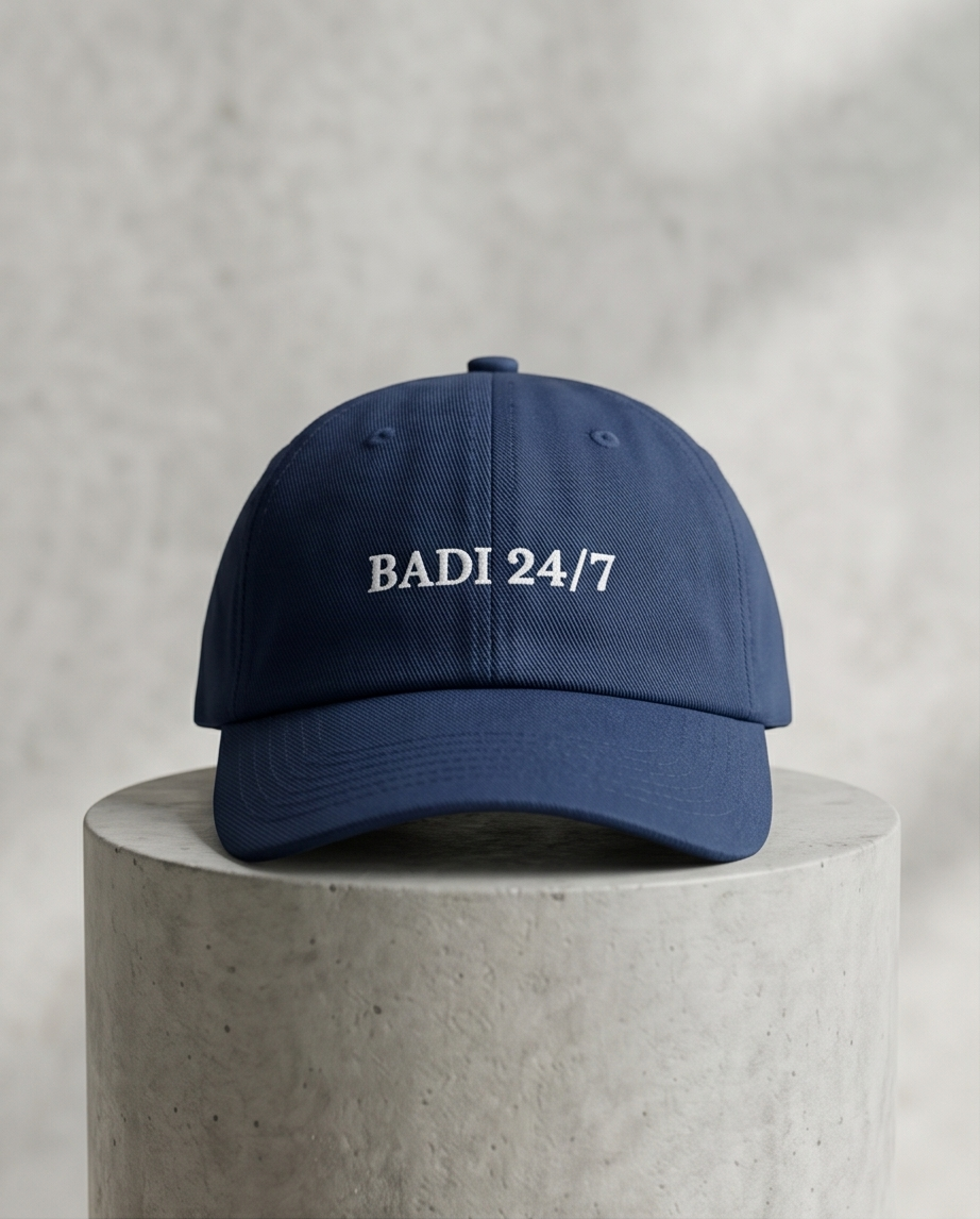 "BADI 24/7" Dad Cap — Navy Blue