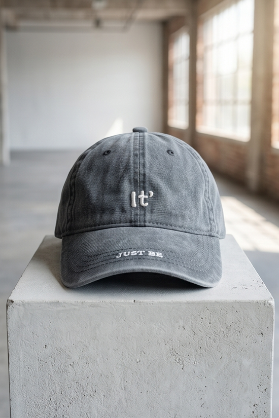 "It' — Just Be" Embroidered Dad Cap — Washed Black