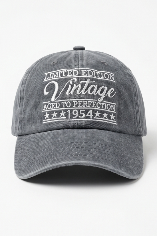 Vintage 1954 "Aged to Perfection" Dad Cap — Washed Grey