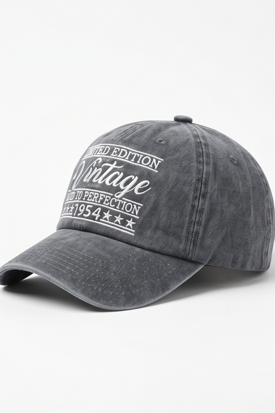 Vintage 1954 "Aged to Perfection" Dad Cap — Washed Grey