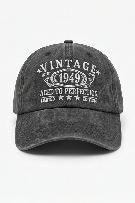 Vintage 1949 "Aged to Perfection" Dad Cap — Washed Grey