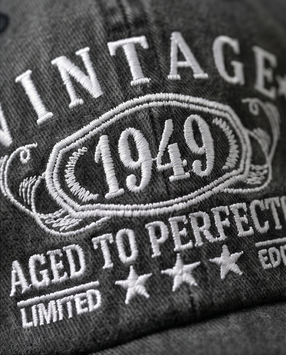 Vintage 1949 "Aged to Perfection" Dad Cap — Washed Grey