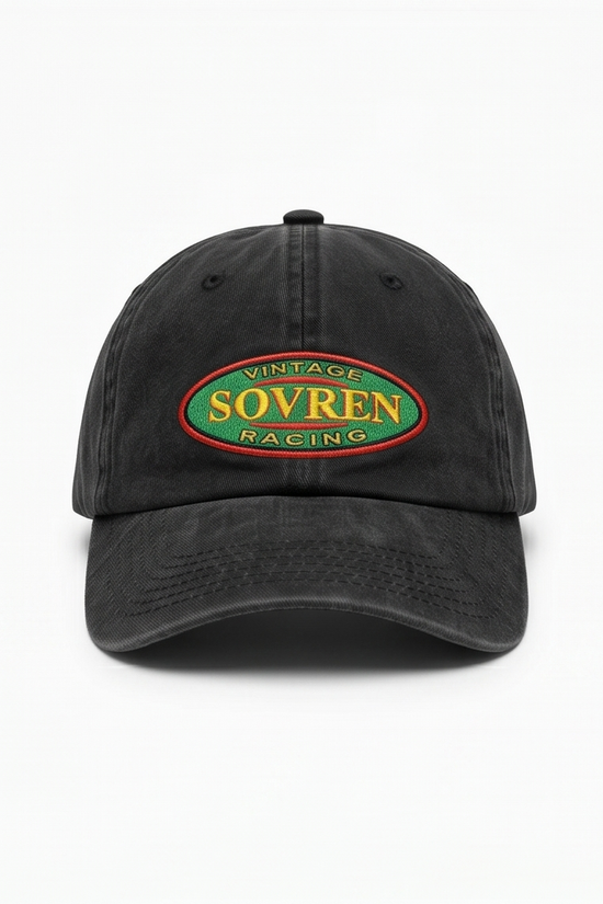 Sovren Vintage Racing Dad Cap — Washed Black