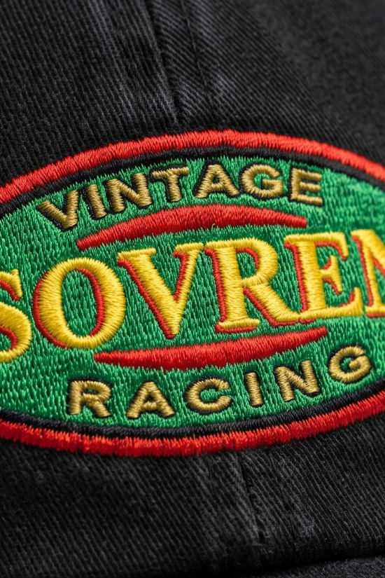 Sovren Vintage Racing Dad Cap — Washed Black