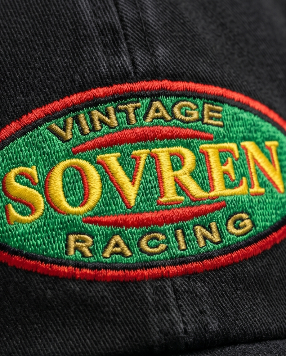 Sovren Vintage Racing Dad Cap — Washed Black