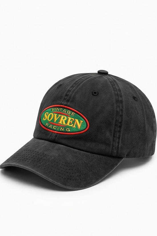 Sovren Vintage Racing Dad Cap — Washed Black