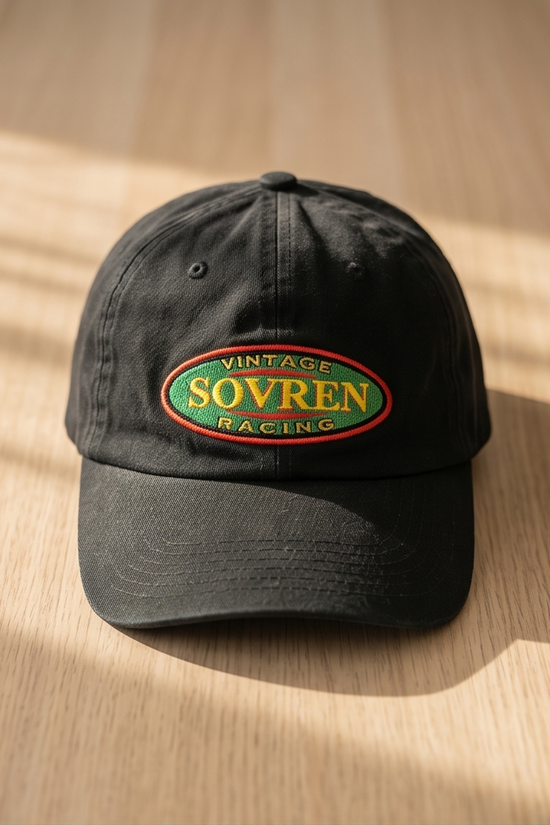 Sovren Vintage Racing Dad Cap — Washed Black