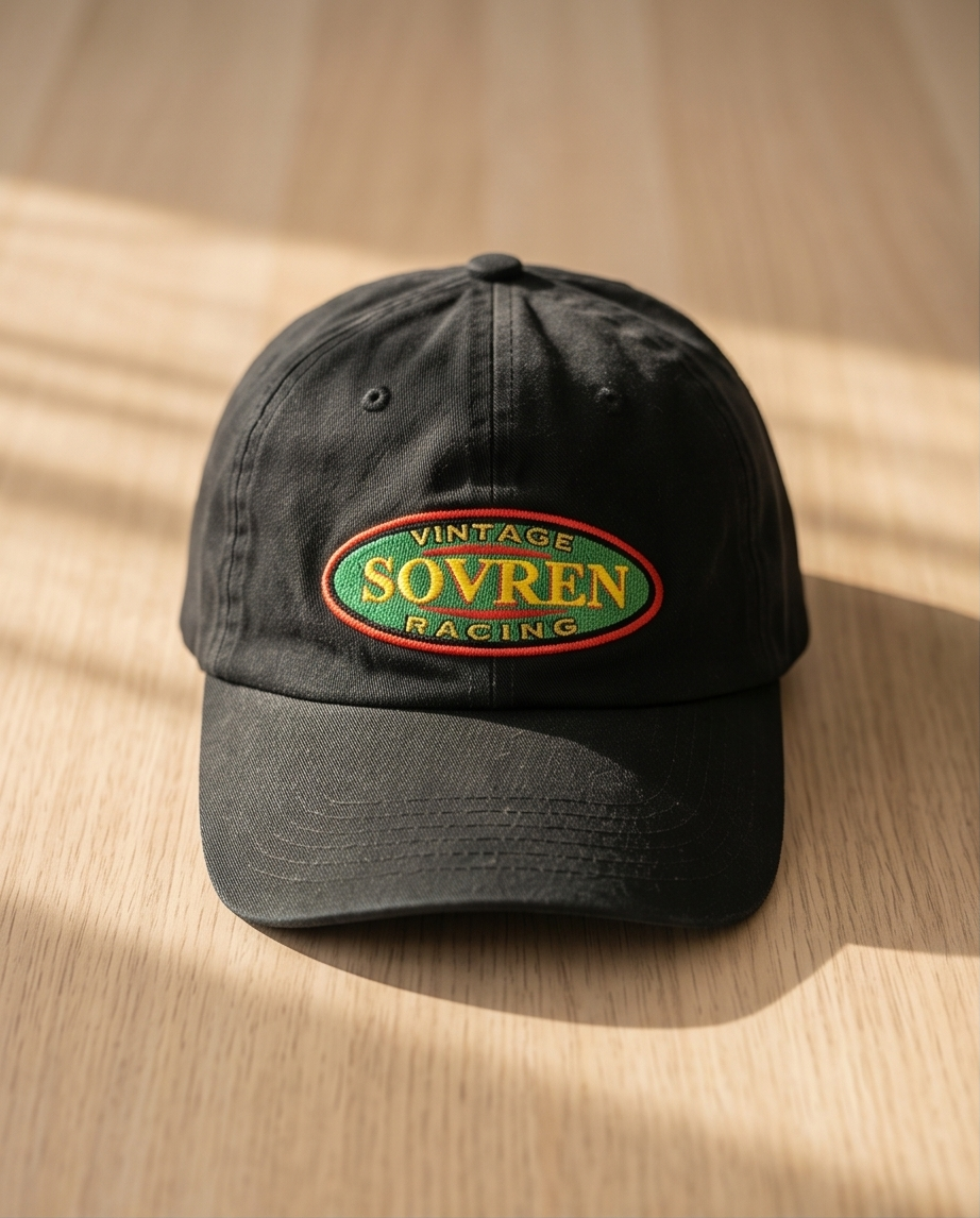 Sovren Vintage Racing Dad Cap — Washed Black