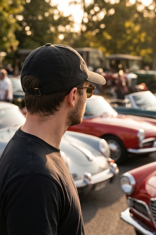 Sovren Vintage Racing Dad Cap — Washed Black