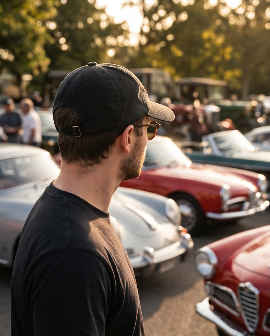 Sovren Vintage Racing Dad Cap — Washed Black