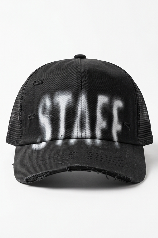 "STAFF" Gothic Trucker Cap — All Black