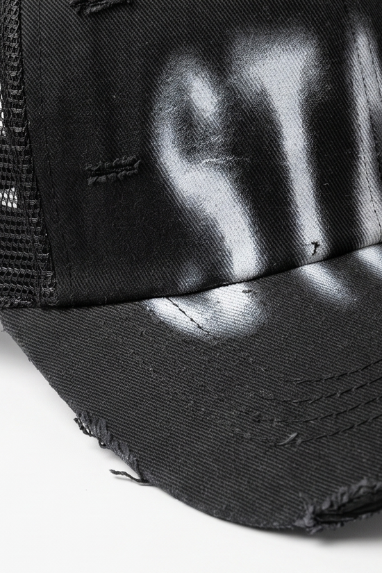 "STAFF" Gothic Trucker Cap — All Black