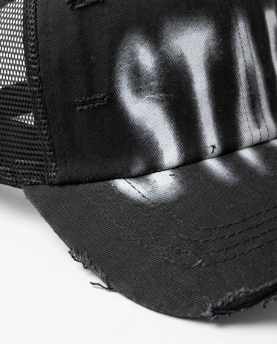 "STAFF" Gothic Trucker Cap — All Black