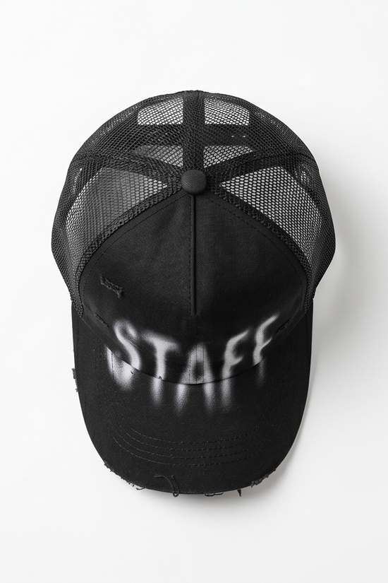 "STAFF" Gothic Trucker Cap — All Black