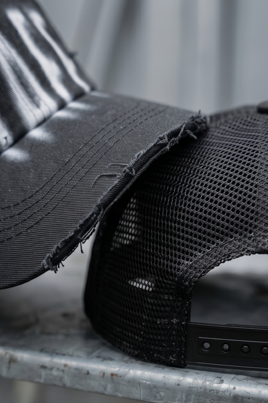 "STAFF" Gothic Trucker Cap — All Black