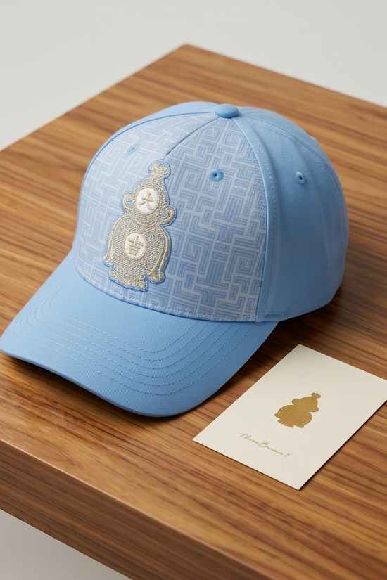Gold Crest Embroidered Dad Cap — Sky Blue