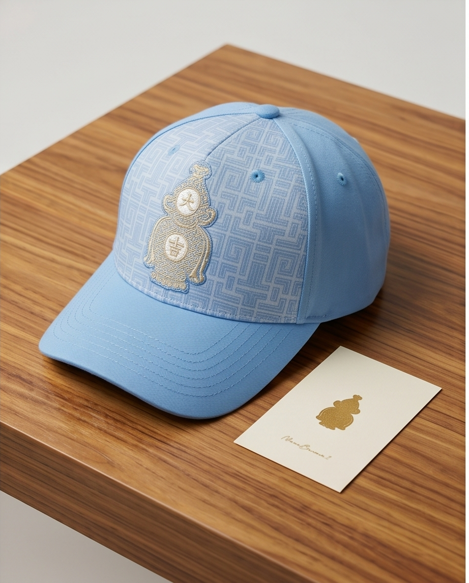 Gold Crest Embroidered Dad Cap — Sky Blue